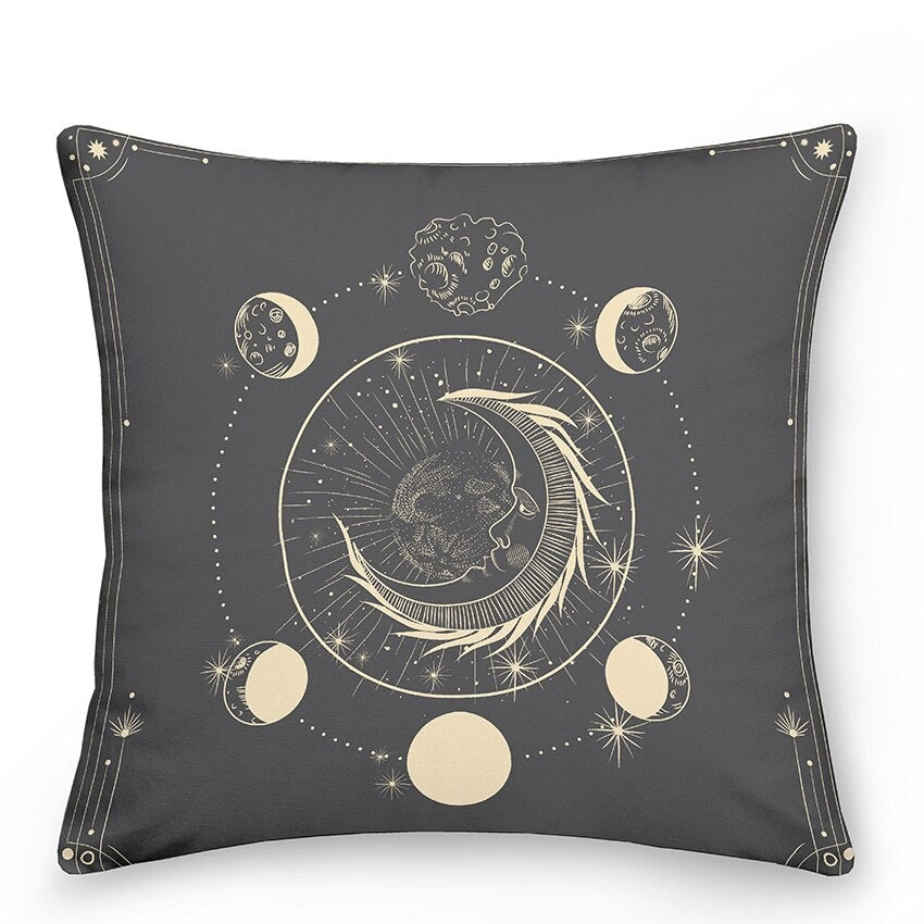 Decorative cushions with Sun and Moon in Astrological Style
