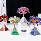 Natural Stone Gravel Pyramid Base Feng Shui Tree