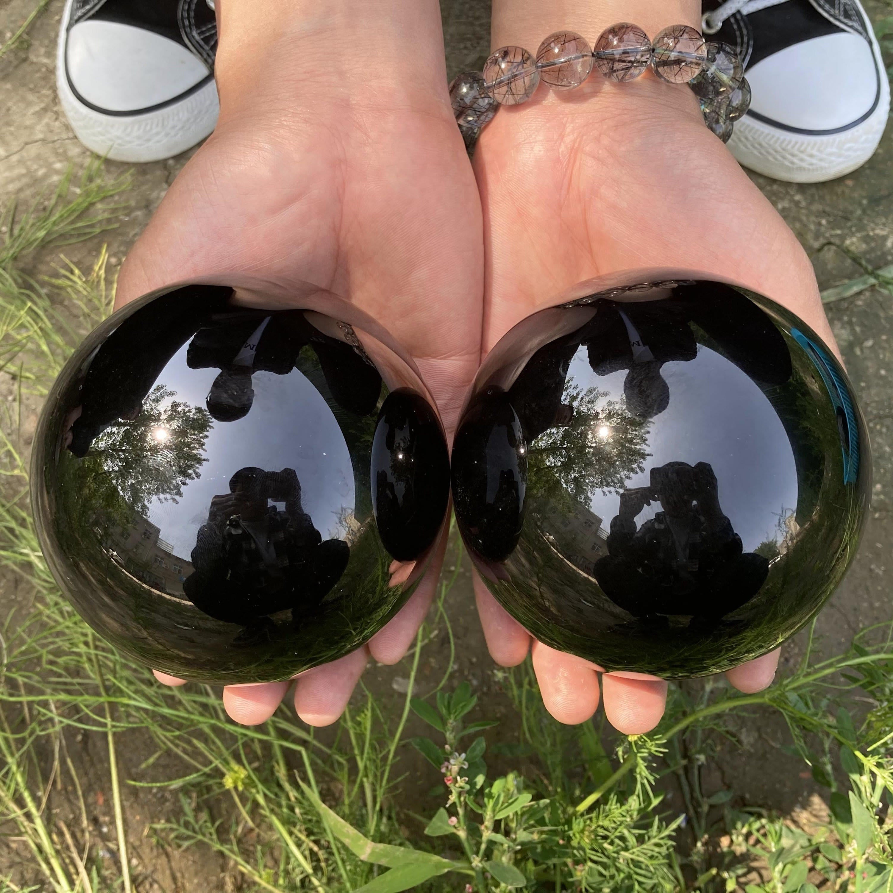 Obsidian Crystal Ball Decoration