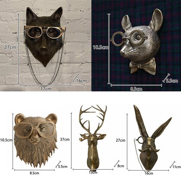 Unique animal head wall decoration for home