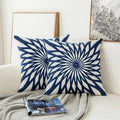 Blue Embroidered Decorative Pillow with Ornament Pattern