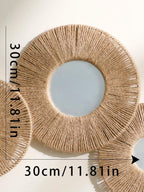 Vinantica | Round decorative wall mirror in boho style with woven hemp rope