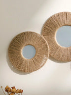 Vinantica | Round decorative wall mirror in boho style with woven hemp rope