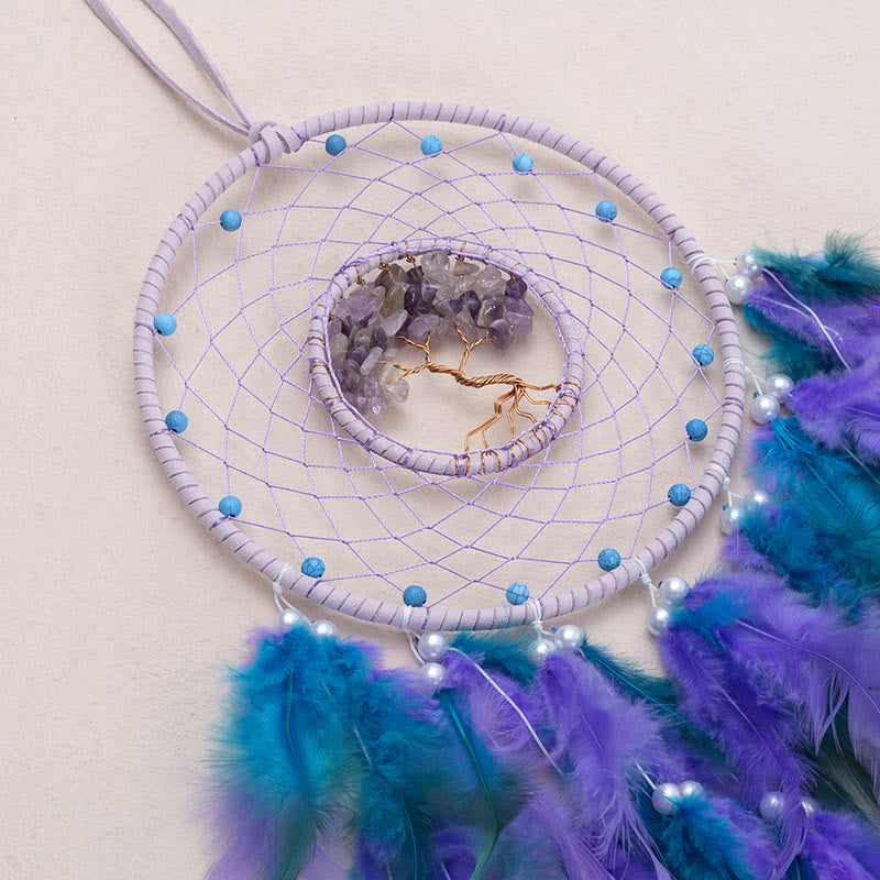 Crystal Tree of Life Feather Glow Dreamcatcher