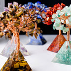 Natural Stone Gravel Pyramid Base Feng Shui Tree