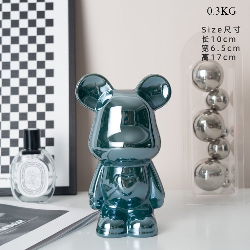 Colorful Ceramic Bear Sculpture and Statue Piggy Bank Desk Ornament