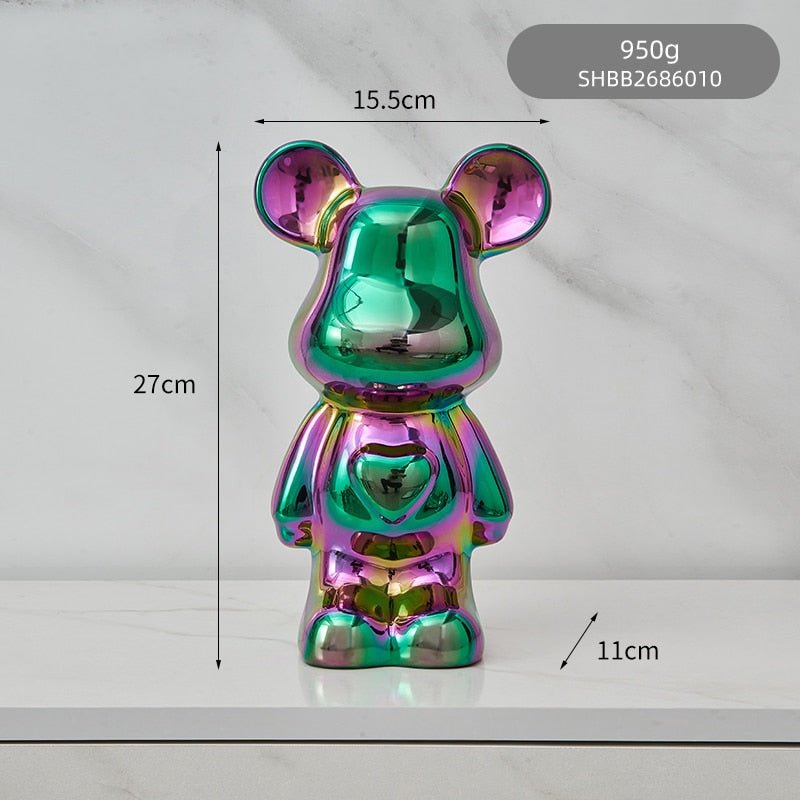 Colorful Ceramic Bear Sculpture and Statue Piggy Bank Desk Ornament