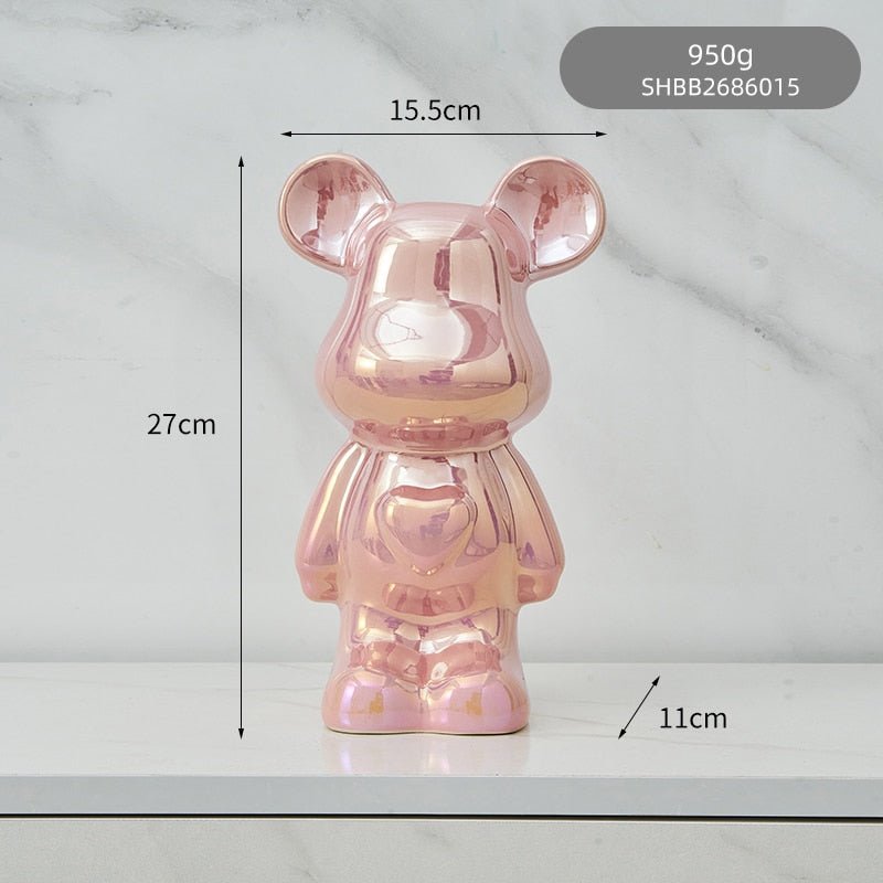Colorful Ceramic Bear Sculpture and Statue Piggy Bank Desk Ornament