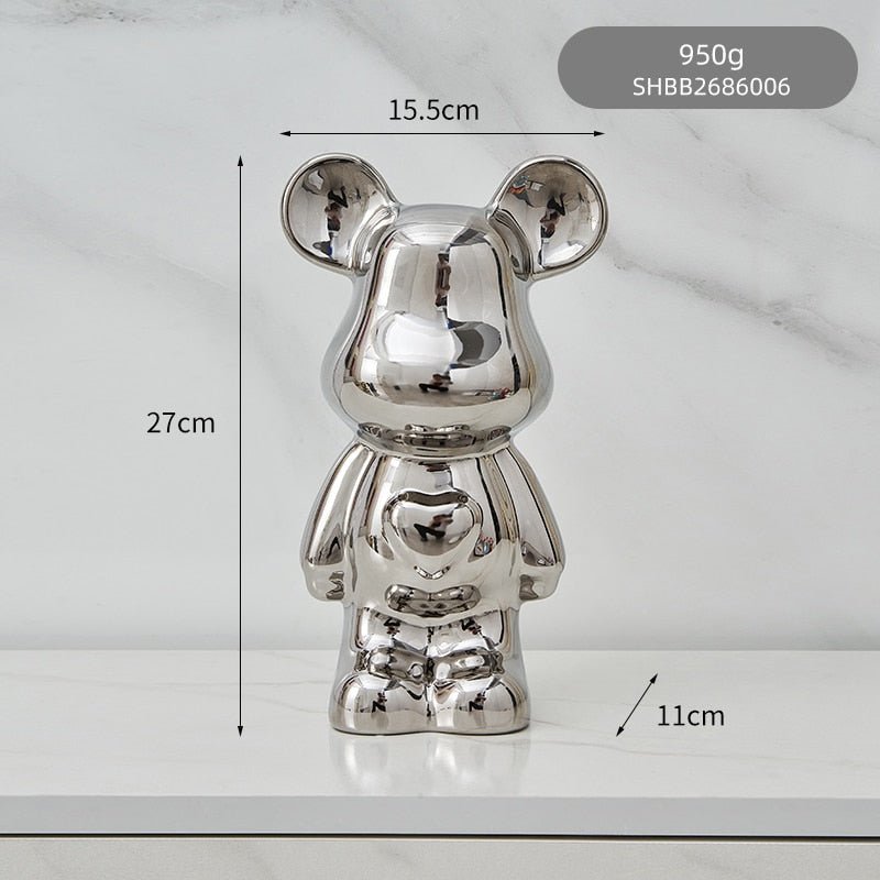 Colorful Ceramic Bear Sculpture and Statue Piggy Bank Desk Ornament