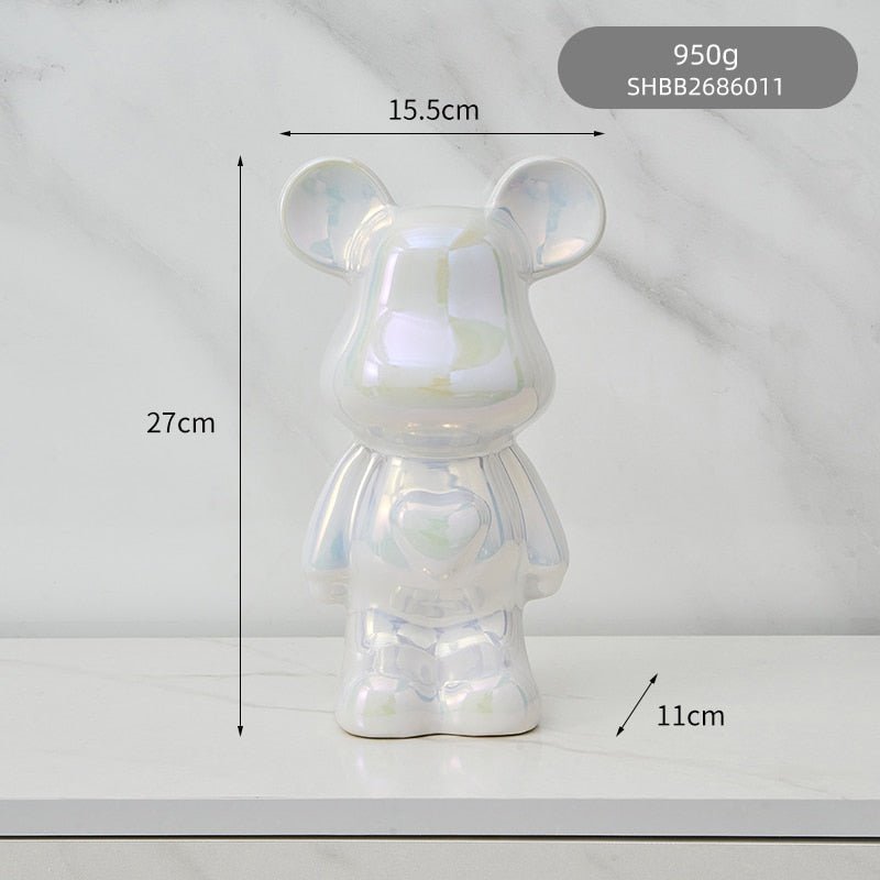 Colorful Ceramic Bear Sculpture and Statue Piggy Bank Desk Ornament