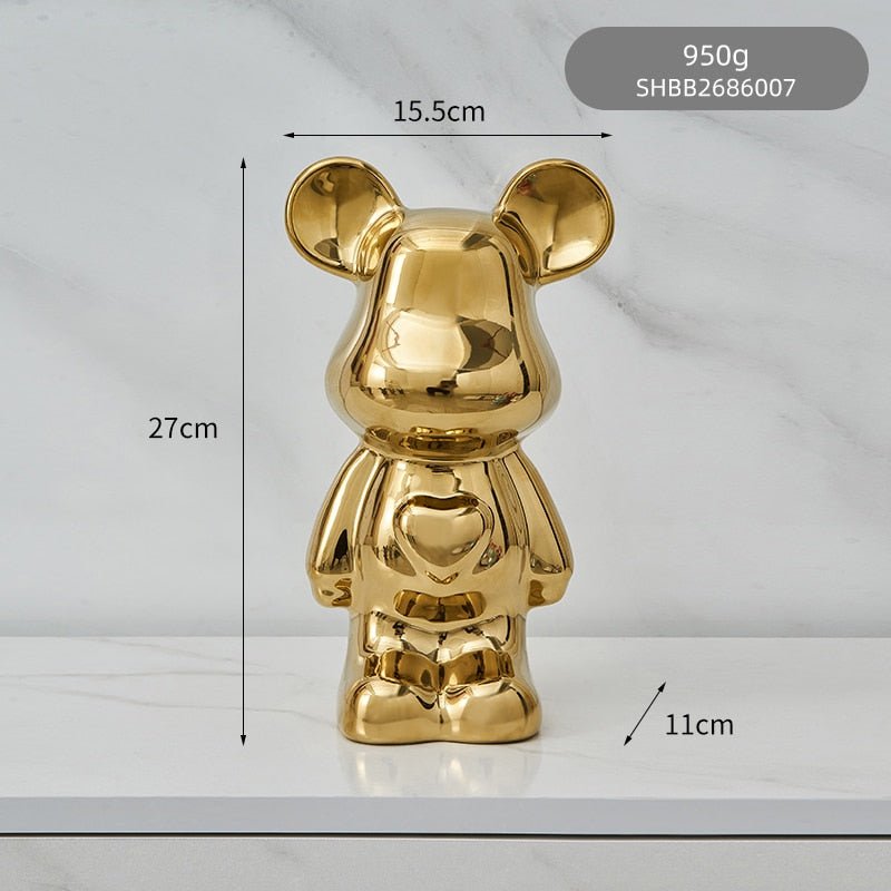 Colorful Ceramic Bear Sculpture and Statue Piggy Bank Desk Ornament