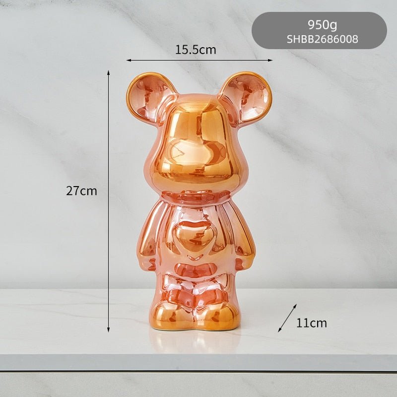 Colorful Ceramic Bear Sculpture and Statue Piggy Bank Desk Ornament