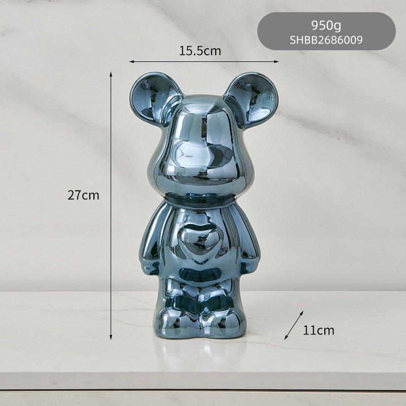 Colorful Ceramic Bear Sculpture and Statue Piggy Bank Desk Ornament