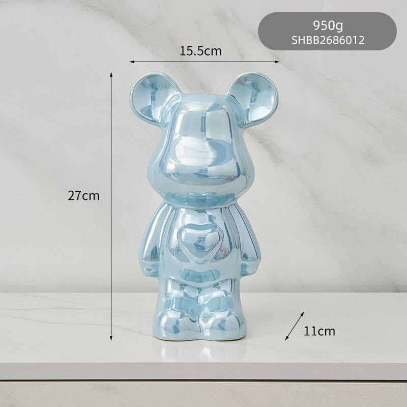 Colorful Ceramic Bear Sculpture and Statue Piggy Bank Desk Ornament