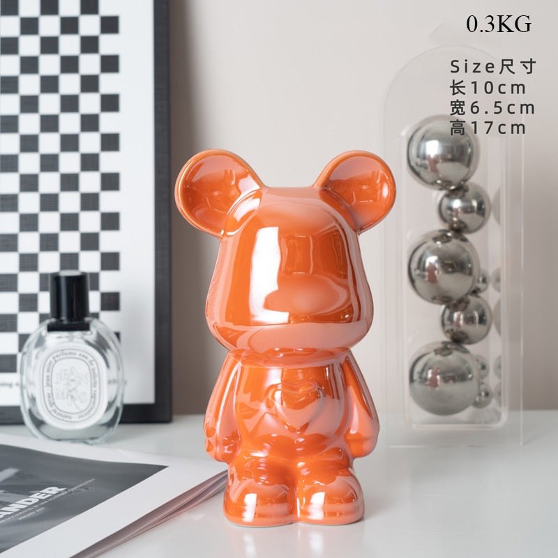 Colorful Ceramic Bear Sculpture and Statue Piggy Bank Desk Ornament