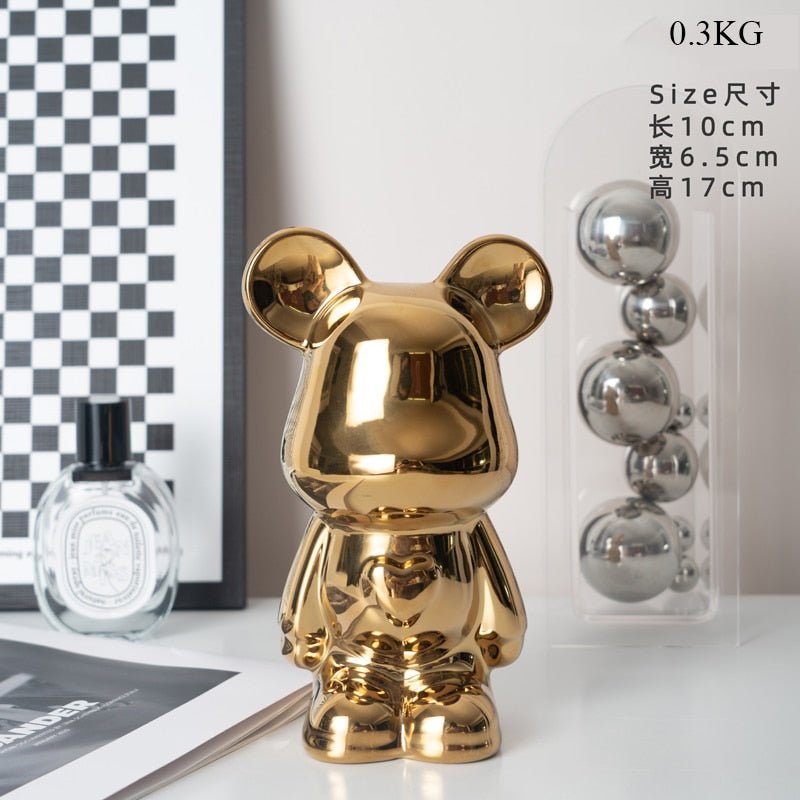 Colorful Ceramic Bear Sculpture and Statue Piggy Bank Desk Ornament