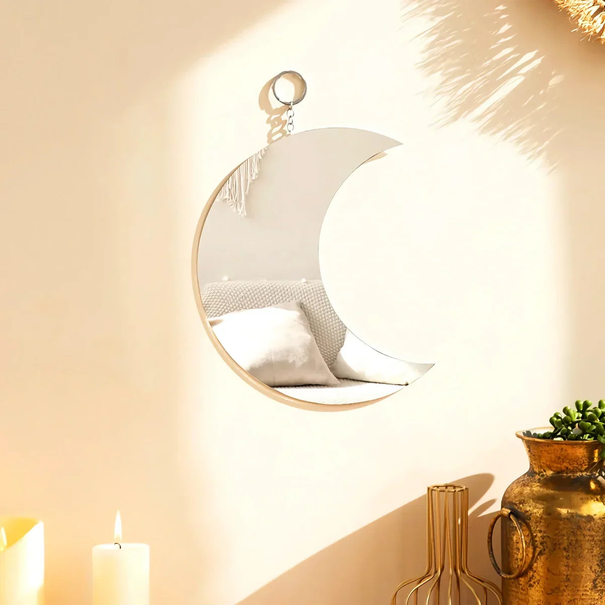 Vinantica | Gold Moon Mirror Acrylic Hanging Decorative Wall Mirror