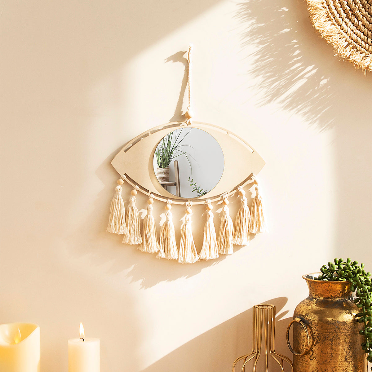 Vinantica | Boho Macrame Eye Mirror Wall Decor