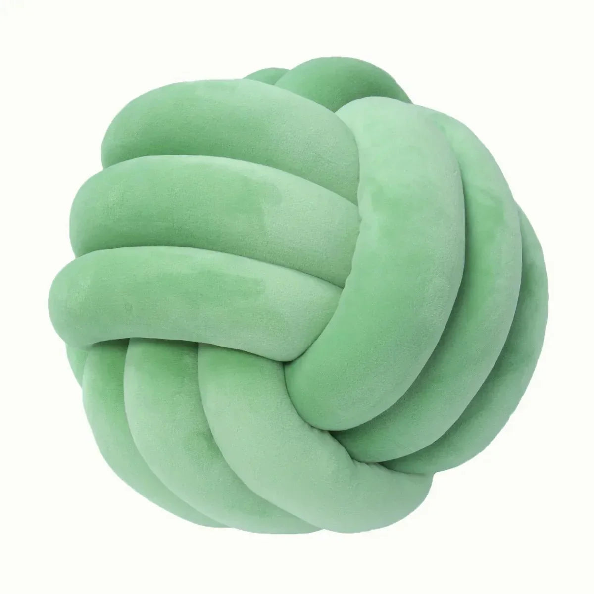 Decorative, soft cushion with knotted ball in suede look