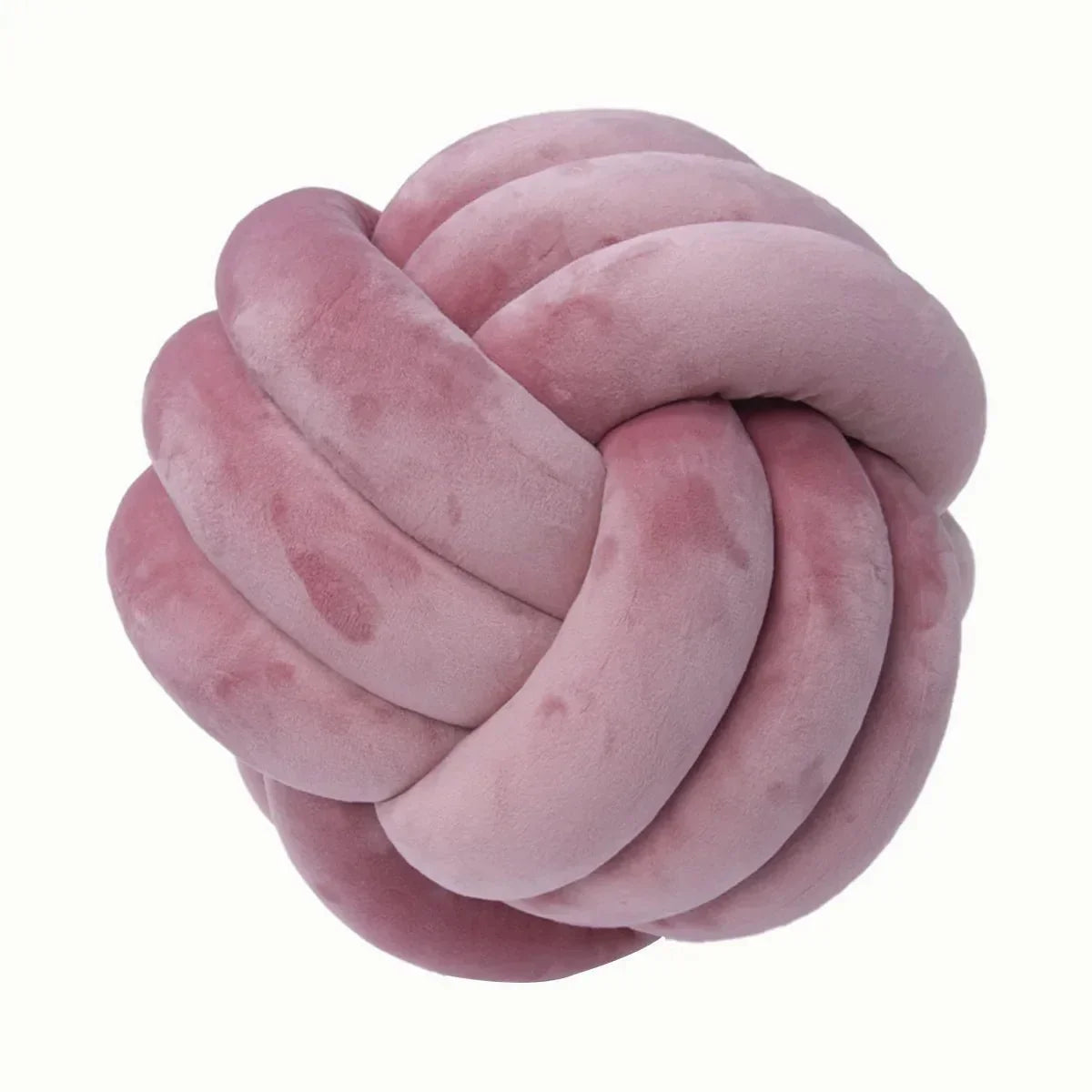 Decorative, soft cushion with knotted ball in suede look