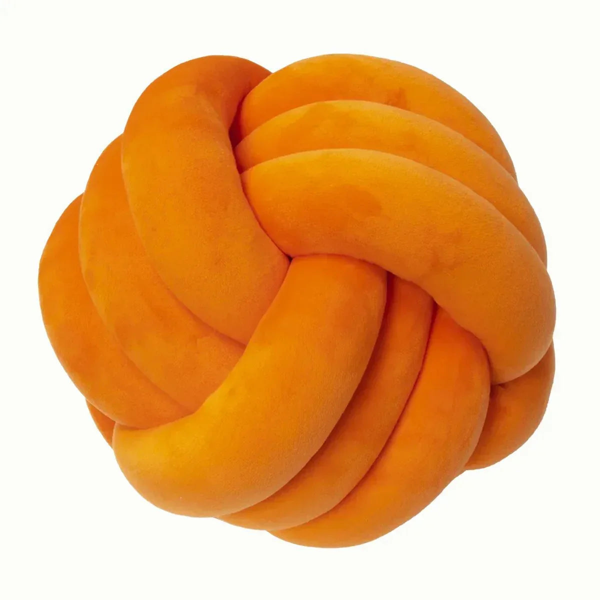 Decorative, soft cushion with knotted ball in suede look