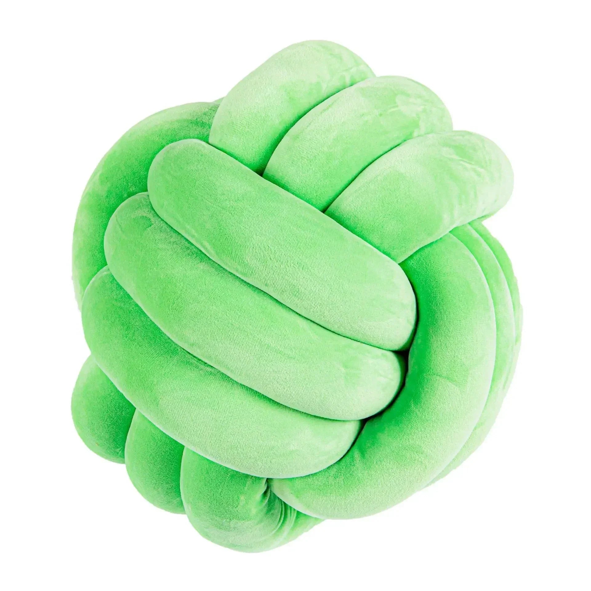 Decorative, soft cushion with knotted ball in suede look