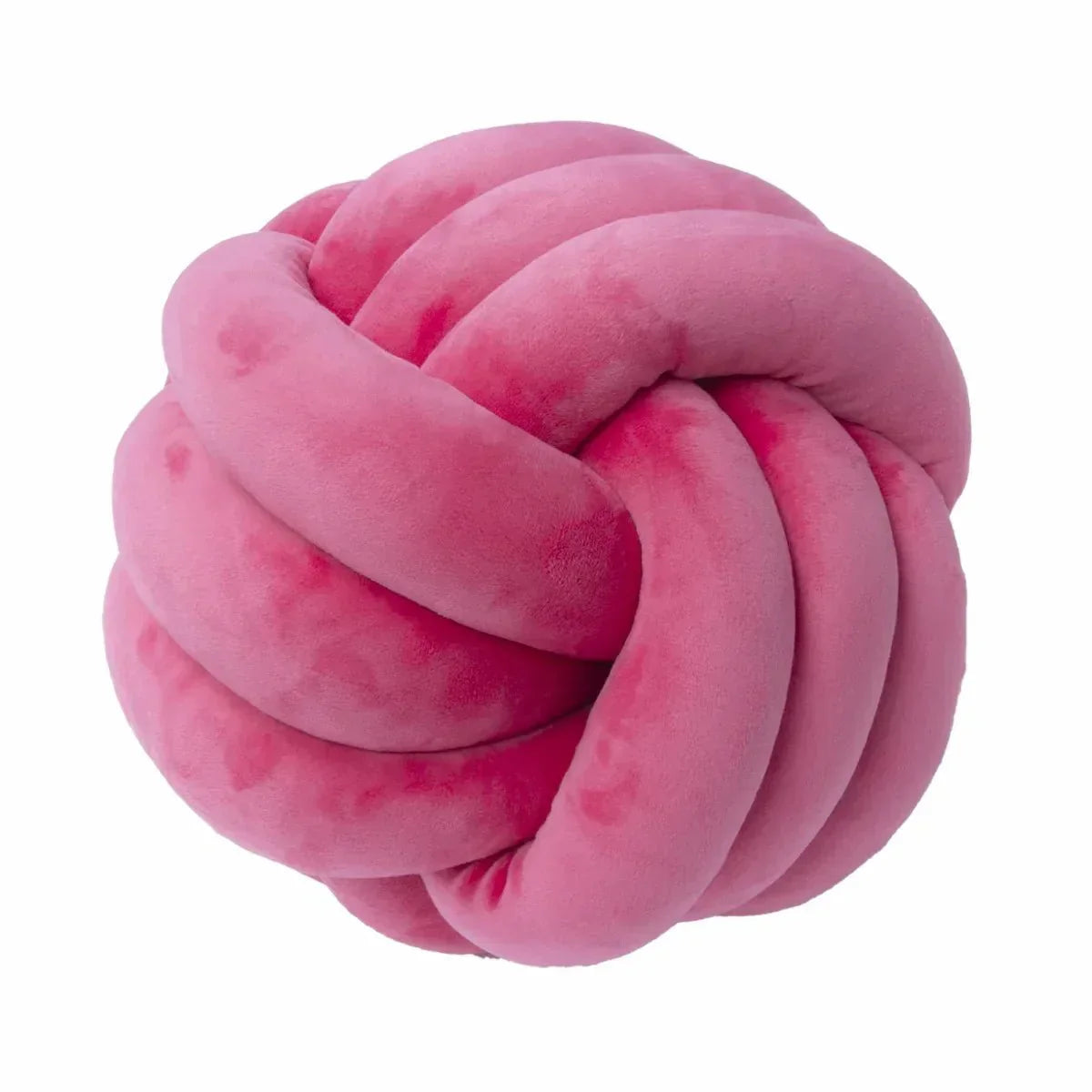 Decorative, soft cushion with knotted ball in suede look