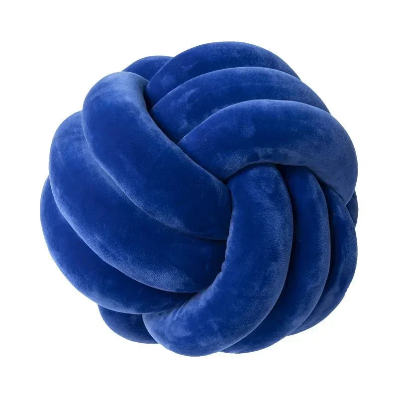 Decorative, soft cushion with knotted ball in suede look