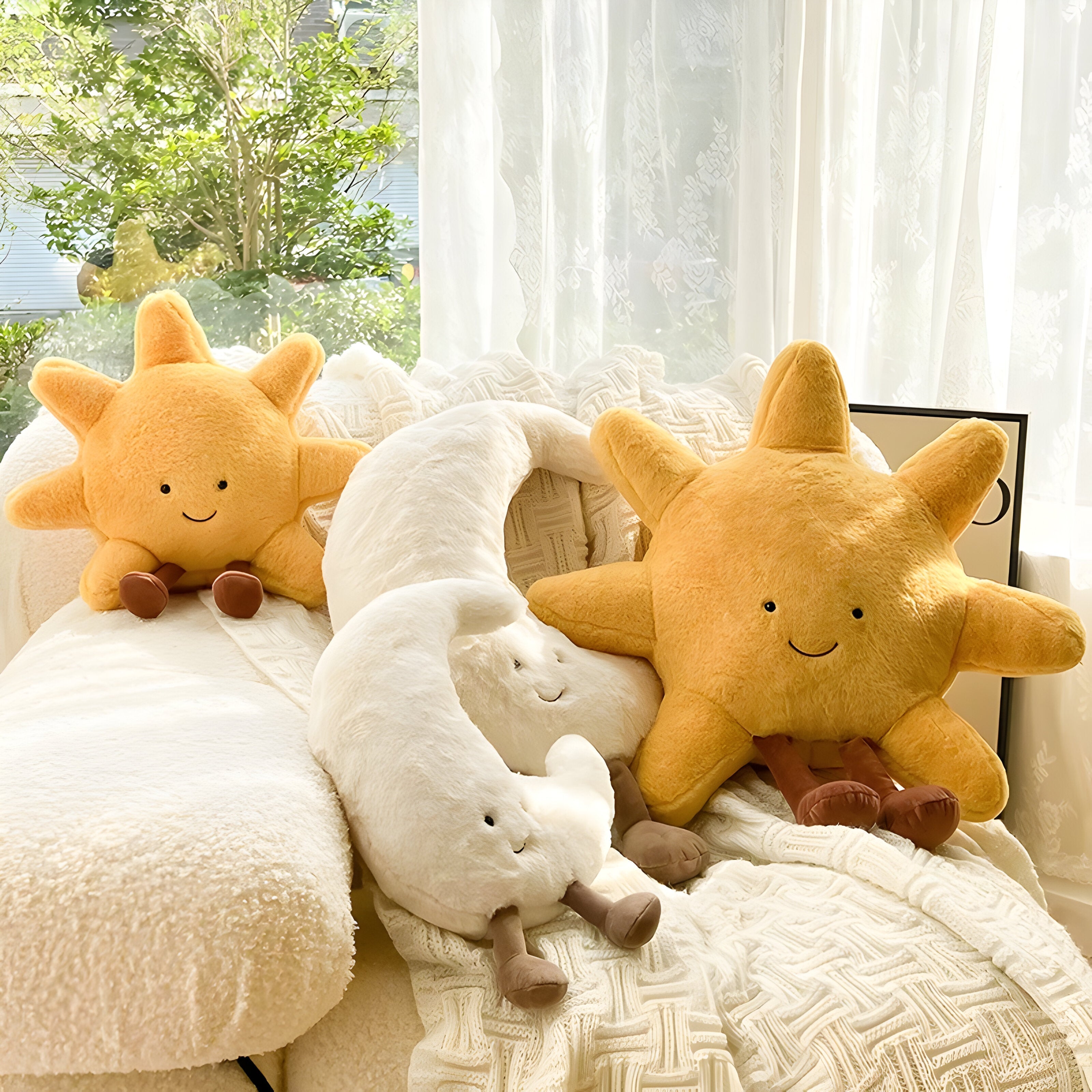 CloudMoon Cushion - Soft Moon and Sun Tatami Cushion | Vinantica