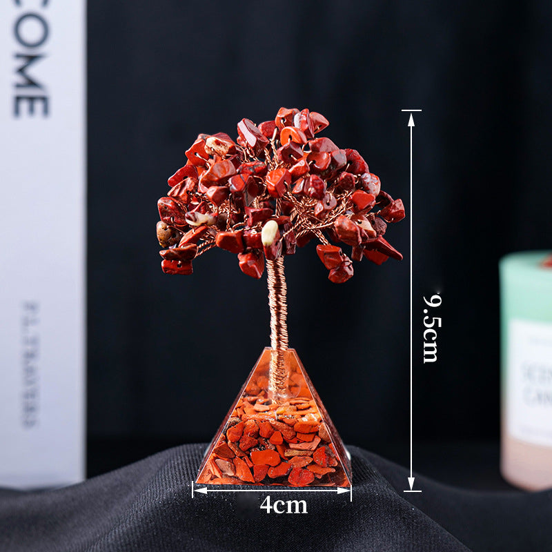Natural Stone Gravel Pyramid Base Feng Shui Tree