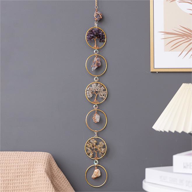 Crystal Tree of Life 6 Rings Wall Decor Ornament