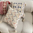 Moroccan inspired decorative throw pillow with tassel