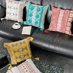 Moroccan inspired decorative throw pillow with tassel