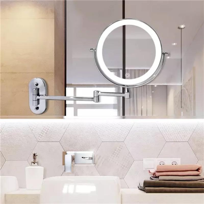 Vinantica | LED Wall Mirror with Chrome Frame and Magnifier