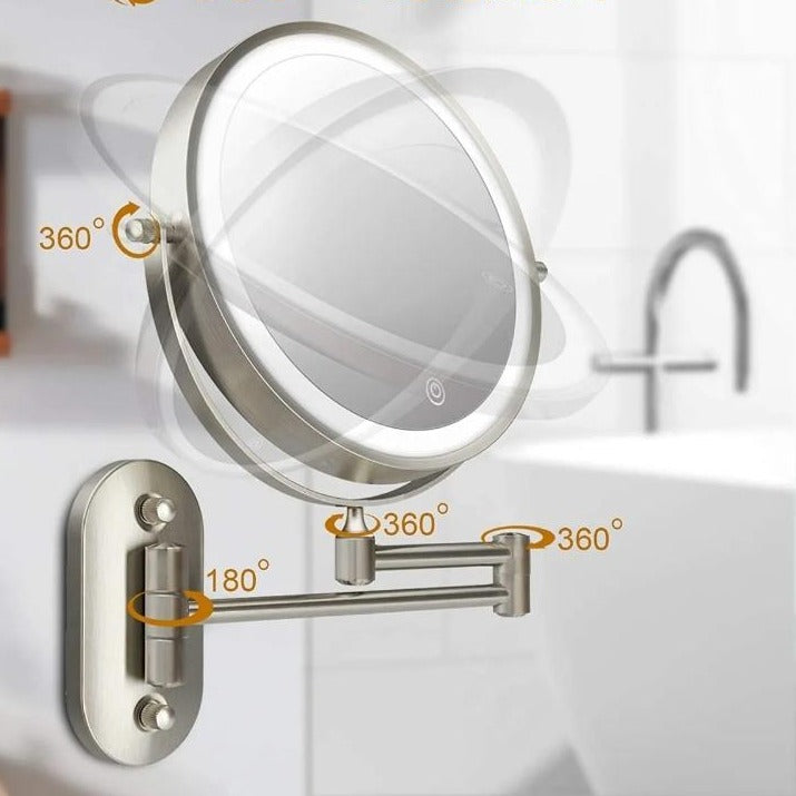 Vinantica | LED Wall Mirror with Chrome Frame and Magnifier