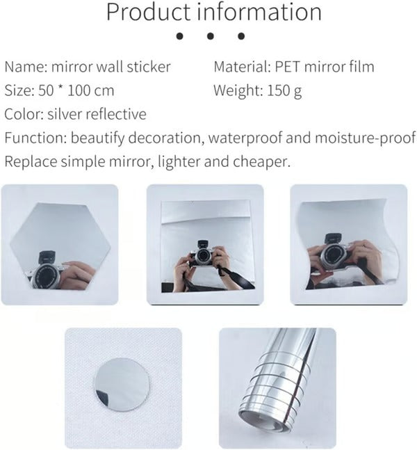 Vinantica | Flexible Mirror Sheets | Shatterproof PET Wall Mirror | Peel & Stick Design | Lightweight & Safe