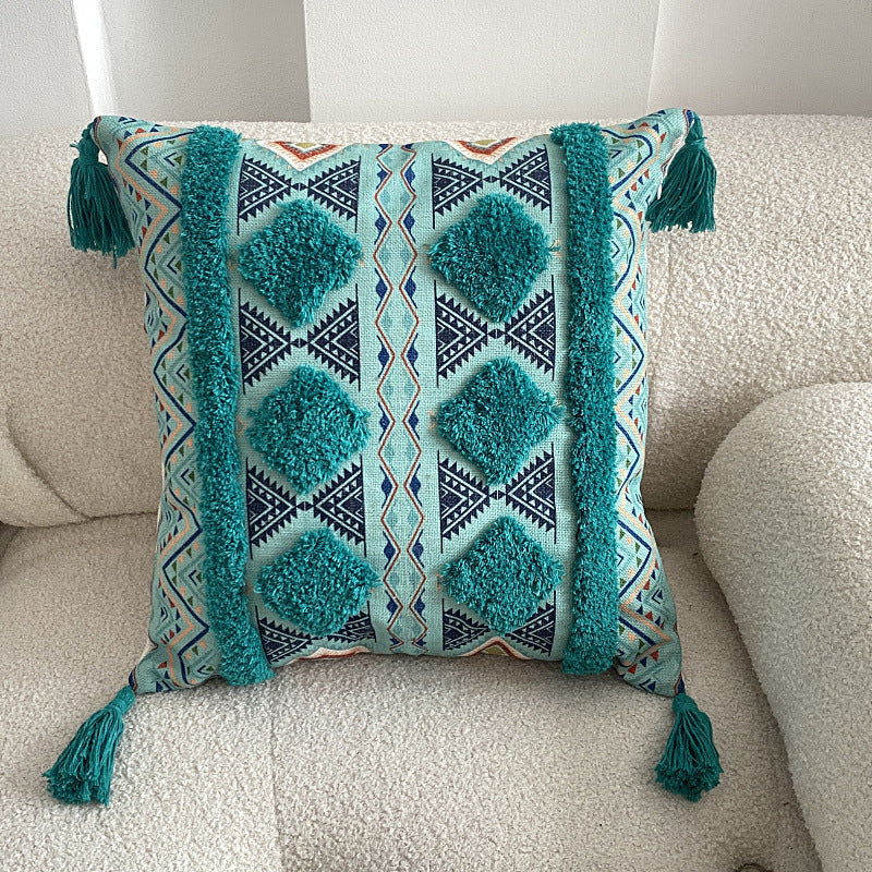 Boho lined fringe throw pillow cover