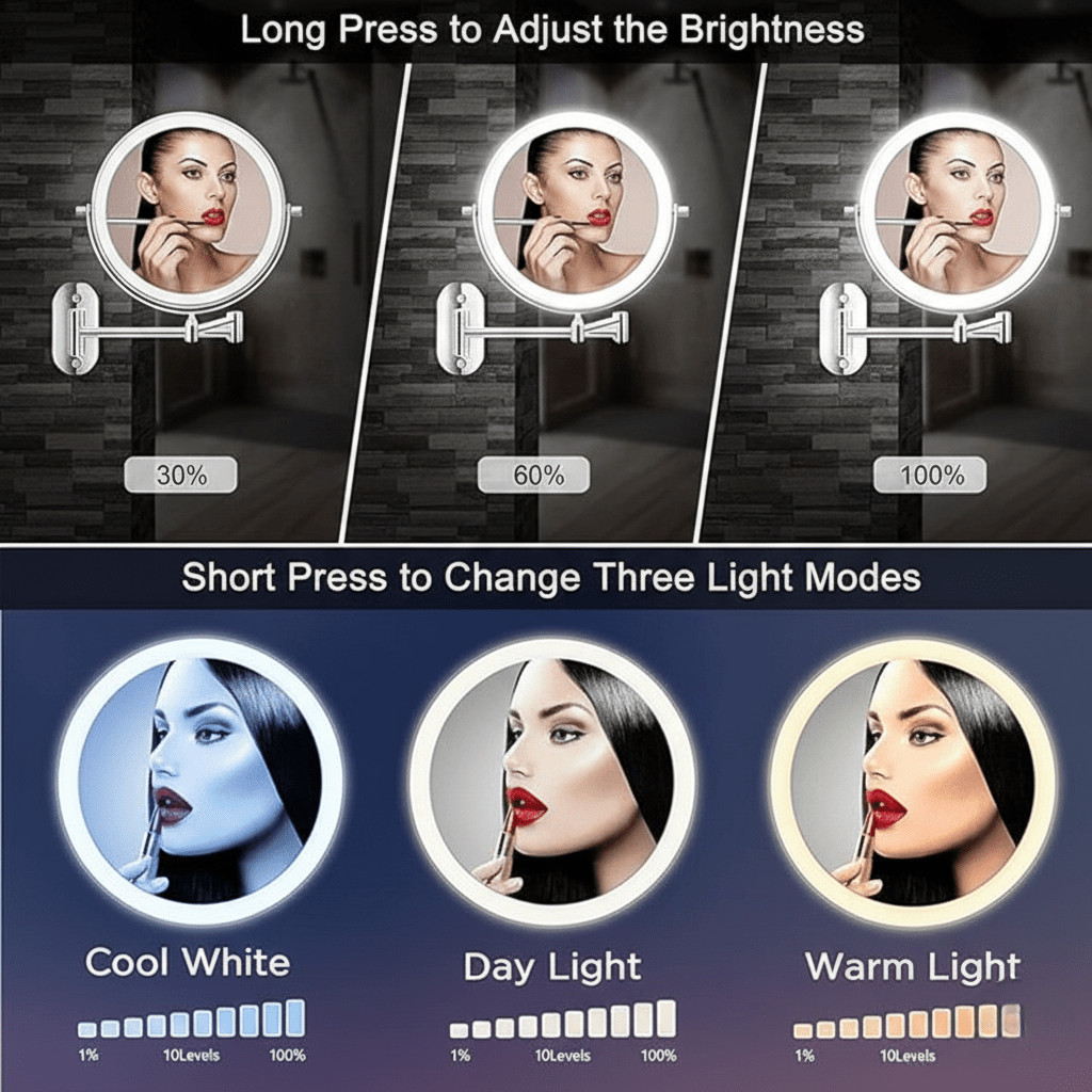 Vinantica | LUMIVIEW – Rechargeable LED Magnifying Mirror with Touch Control