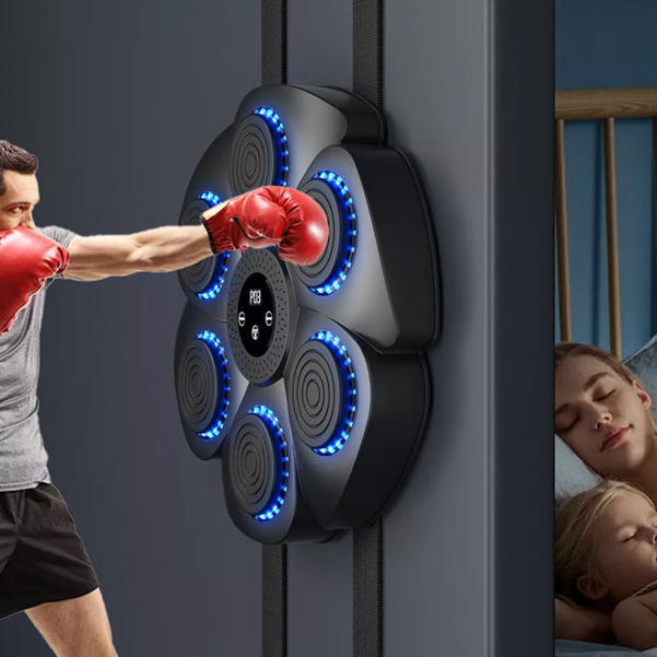 Music punching bag with target features