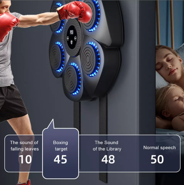 Music punching bag with target features