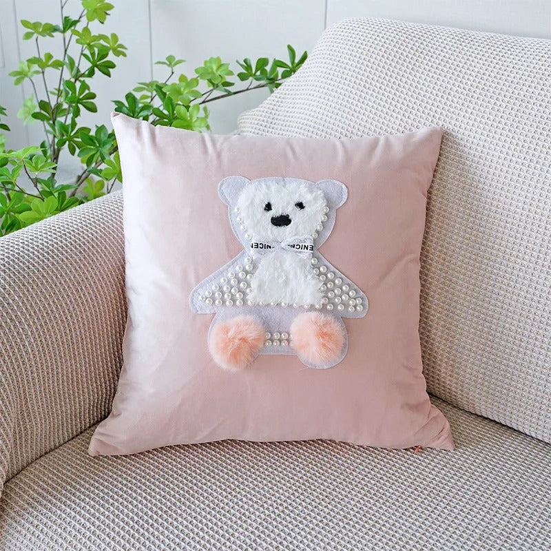 Pink Cushion Cover with Floral Pattern – Decorative Pillowcase for Living Room and Kids Room | Vinantica