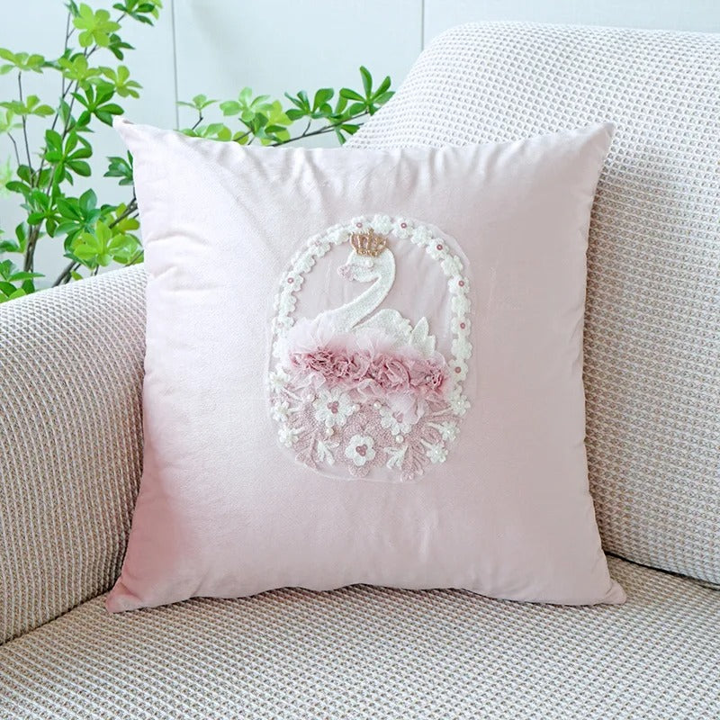 Pink Cushion Cover with Floral Pattern – Decorative Pillowcase for Living Room and Kids Room | Vinantica