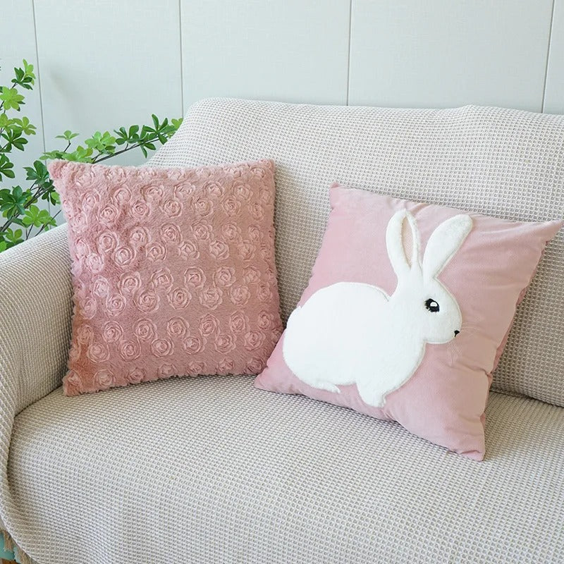 Pink Cushion Cover with Floral Pattern – Decorative Pillowcase for Living Room and Kids Room | Vinantica