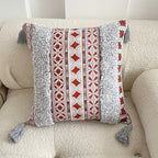 Boho lined fringe throw pillow cover