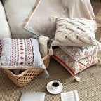 Boho lined fringe throw pillow cover