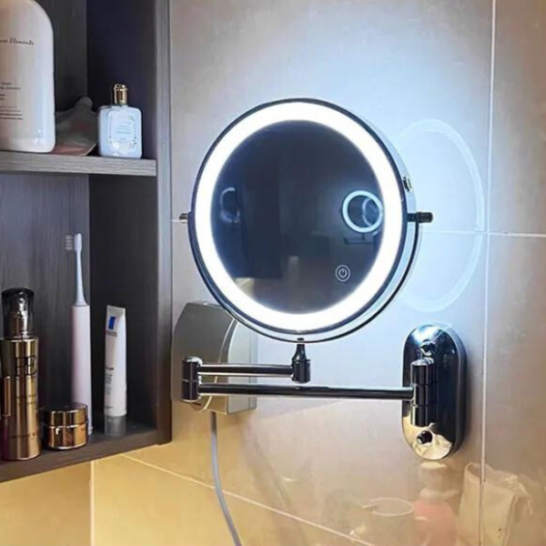 LED Wall-Mounted Bathroom Mirror with Magnification Vinantica