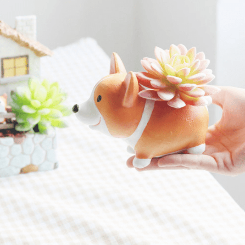 Resin Corgi Mini Flower Pot