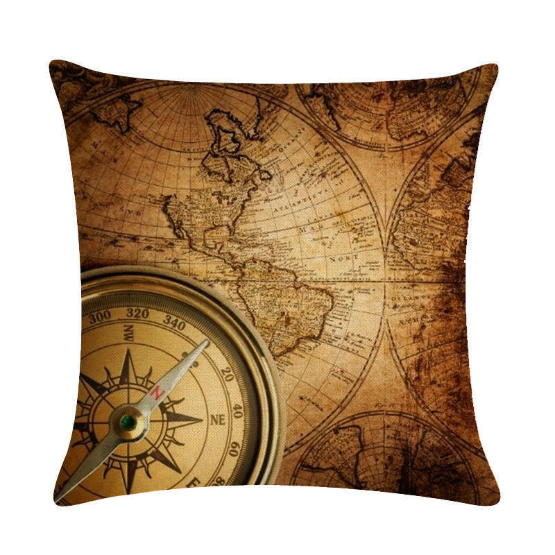 18" Throw Pillow Case Cushion Cover Home Decor Vintage World Map Pattern Cojines Vinantica