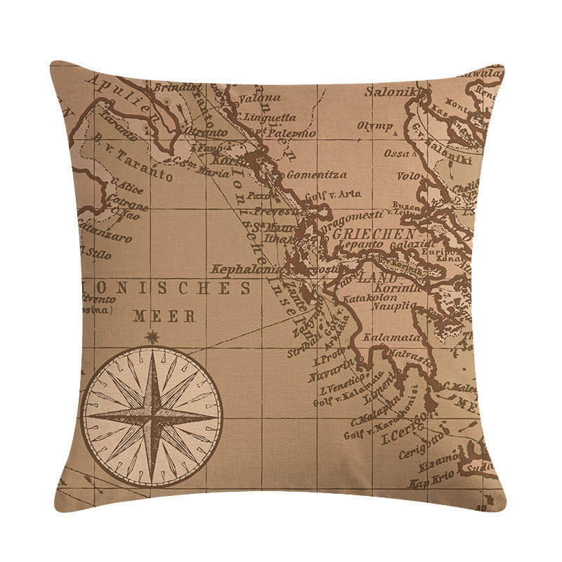 18" Throw Pillow Case Cushion Cover Home Decor Vintage World Map Pattern Cojines Vinantica