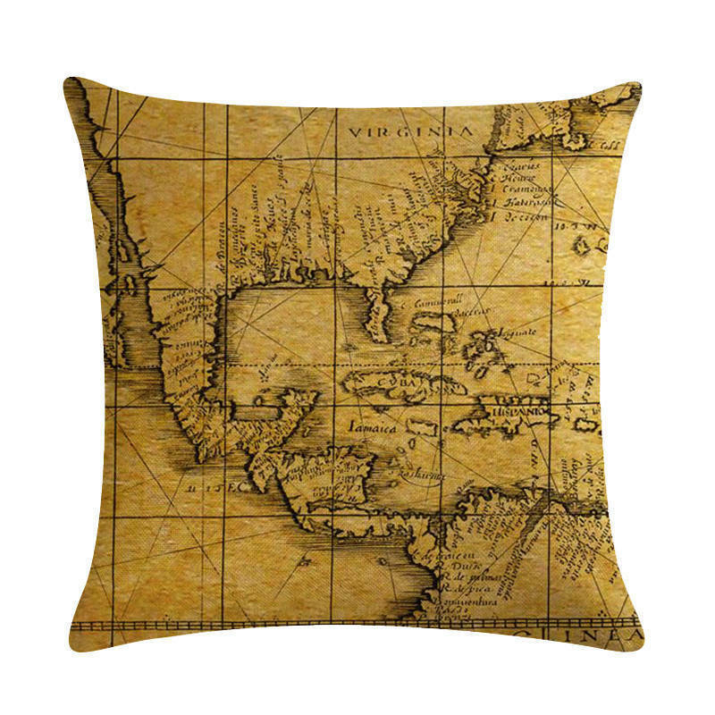 18" Throw Pillow Case Cushion Cover Home Decor Vintage World Map Pattern Cojines Vinantica